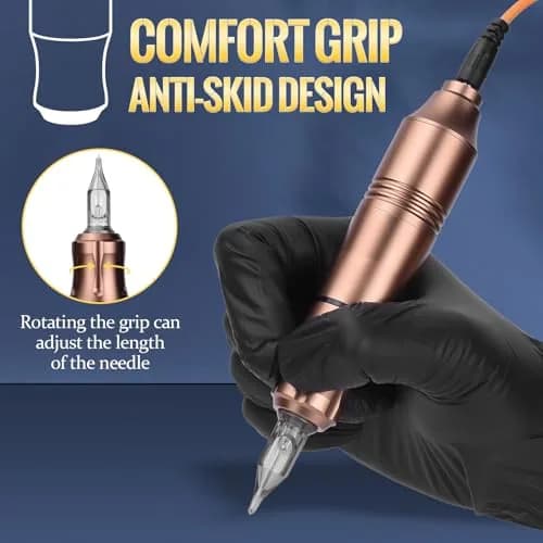 ATOMUS Rotary Tattoo Machine Pen Style, Champagne Zinc Alloy, 9000 RPM | Liner Shader with DC Cord thumbnail 4