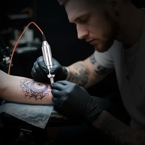 ATOMUS Rotary Tattoo Machine Pen Style Cartridge Machine Gun Liner Shader with DC Cord 9000r/m Motor Zinc Alloy Tattoo Machine Kit for Body Art Tattoo (Silver) thumbnail 8