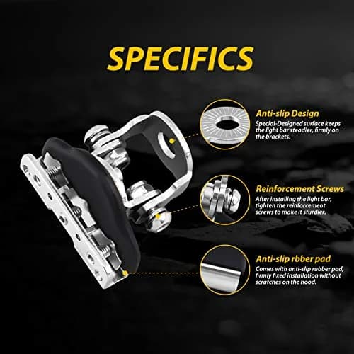 NORTHYUN Universal LED Light Bar Mounting Brackets 2PCS | Hood Mount Clamp Work Light Holder thumbnail 3