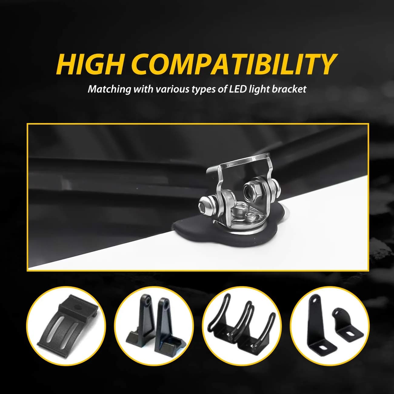 NORTHYUN Universal LED Light Bar Mounting Brackets 2PCS | Hood Mount Clamp Work Light Holder - view 4