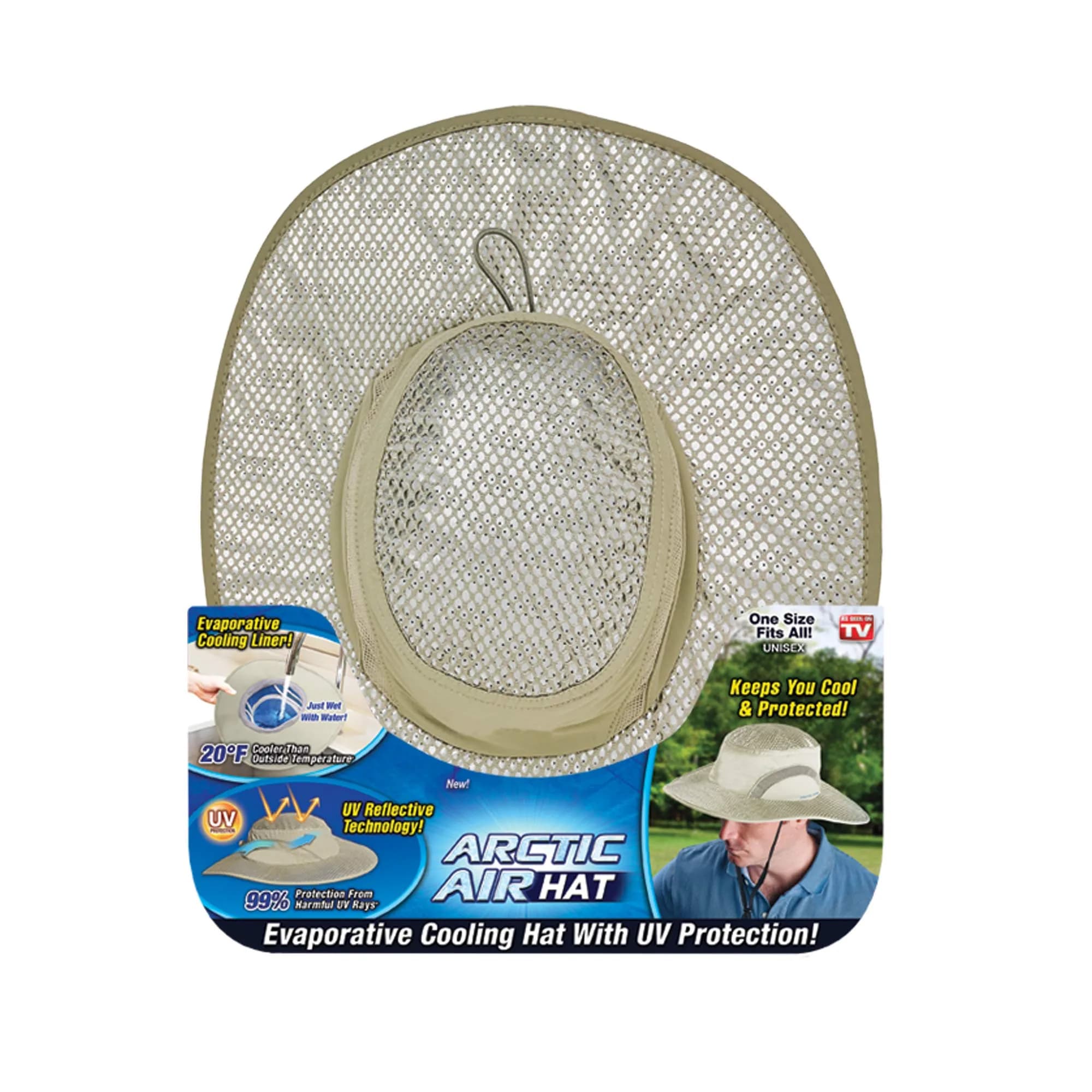 Arctic Air Evaporative Cooling Hat Beige One Size (Adjustable) | UV Reflective Technology & Hydro-Chill Cooling Liner — Sun Hat