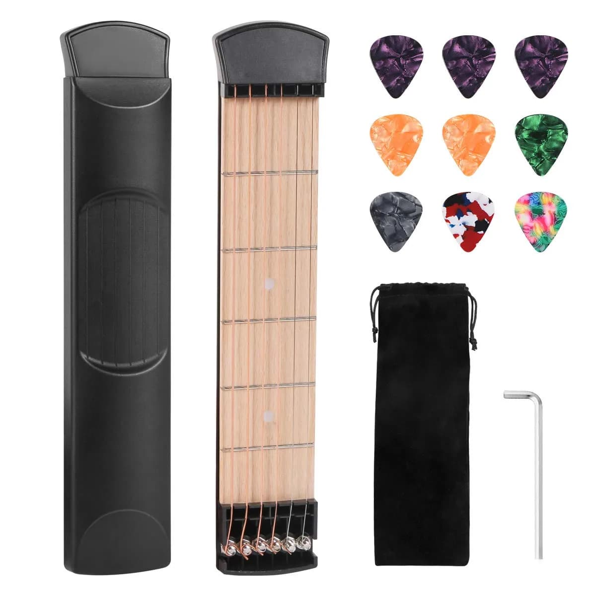 COOLOOK Pocket Guitar Practice Neck, 6 Fret | Portable Guitar Chord Practice Tool for Beginners