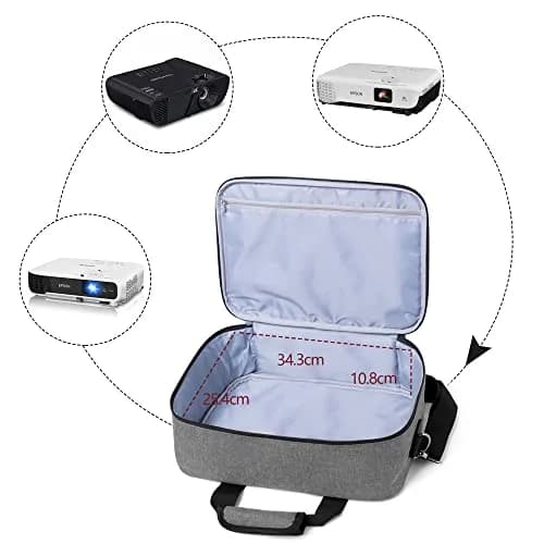 LUXJA Projector Bag with Accessories Storage Pockets, Medium, Gray | Heavy-Duty Nylon, Large Capacity thumbnail 4