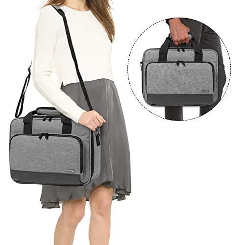 LUXJA Projector Bag with Accessories Storage Pockets, Medium, Gray | Heavy-Duty Nylon, Large Capacity thumbnail 6