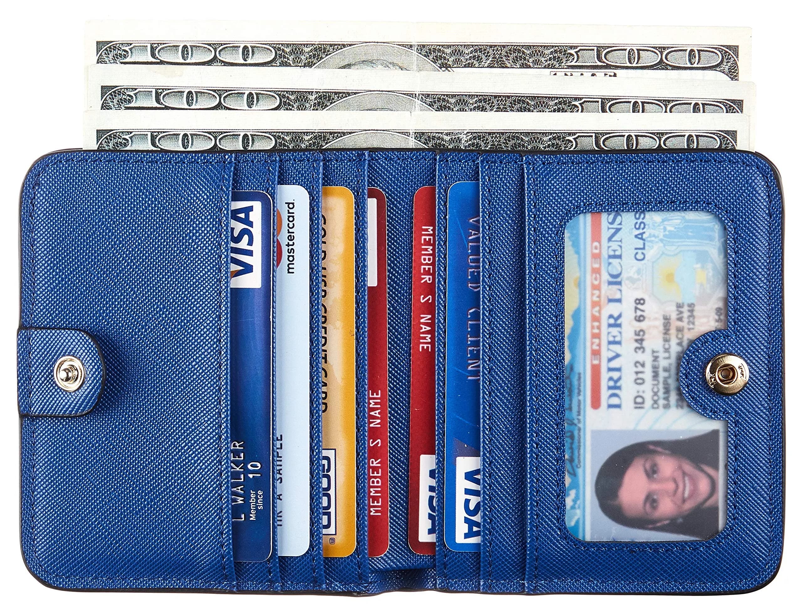 Toughergun Women's Slim Leather Wallet - CH Deep Blue, RFID Protection, Compact Bifold Mini Purse - view 2