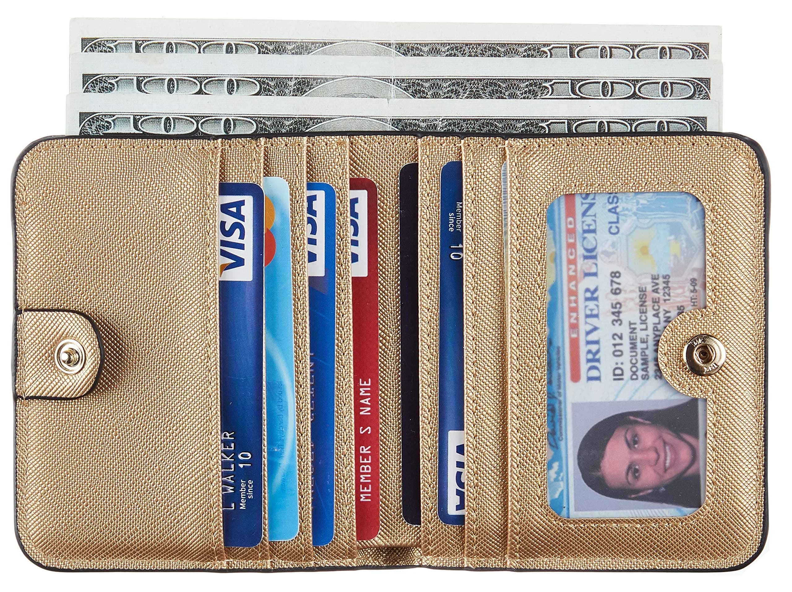Toughergun Women's Slim Leather Wallet - CH Champagne Gold, RFID Protection, Compact Bifold Mini Purse - view 2