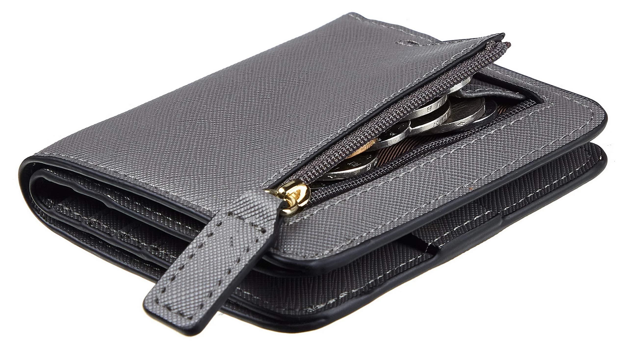 Toughergun Women's Slim Leather Wallet - CH Steel Grey, RFID Blocking, Compact Bifold Mini Purse — CH Steel Grey