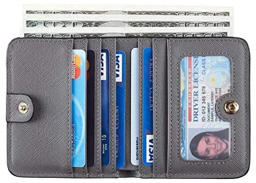 Toughergun Women's Slim Leather Wallet - CH Steel Grey, RFID Blocking, Compact Bifold Mini Purse thumbnail 2