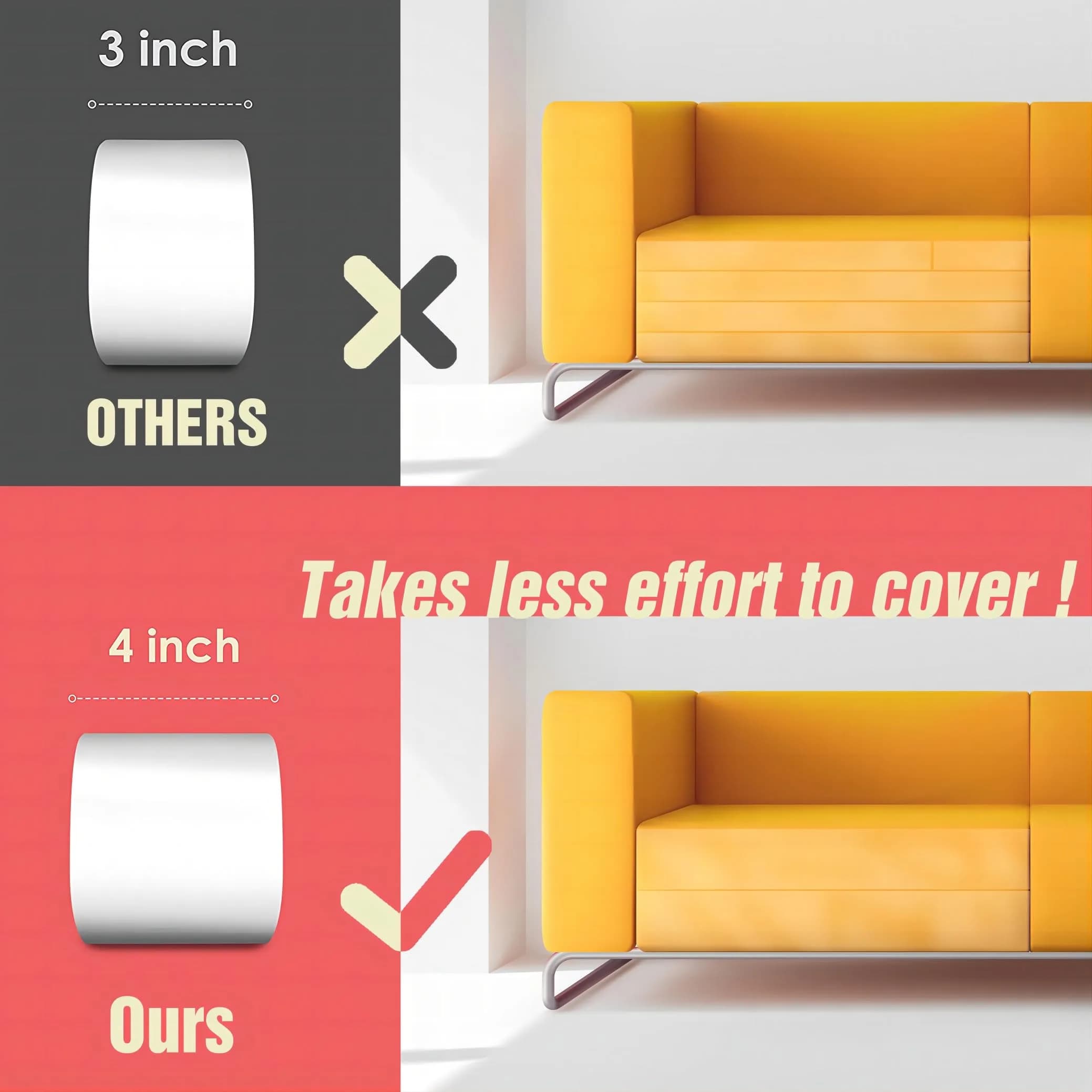 Polarduck Anti Cat Scratch Tape 4 Inches x 30 Yards | Transparent Double-Sided Furniture Protector - view 8