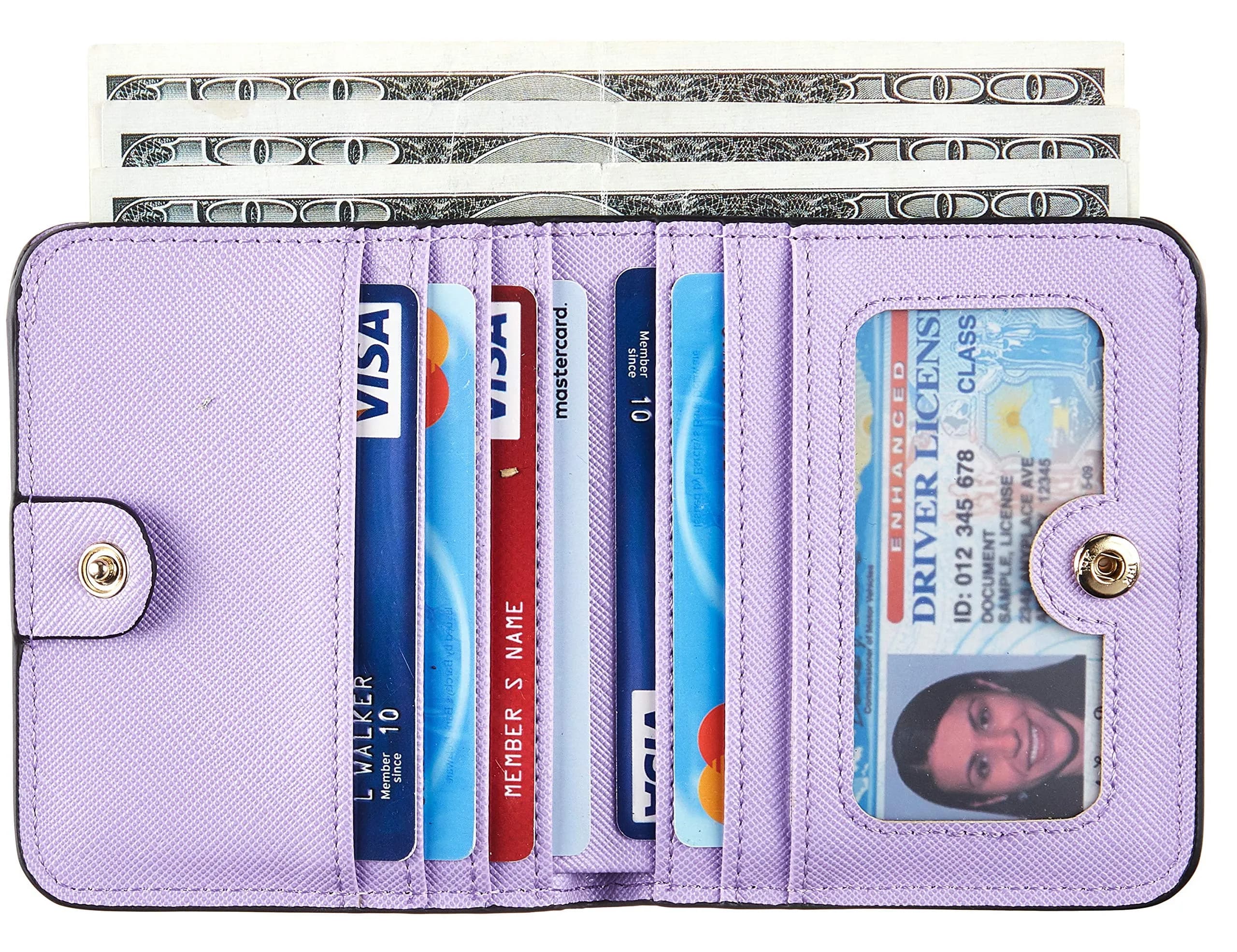 Toughergun Women's CH Light Purple Slim Leather RFID Blocking Bifold Wallet - view 2