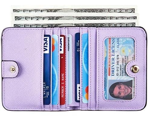 Toughergun Women's CH Light Purple Slim Leather RFID Blocking Bifold Wallet thumbnail 2