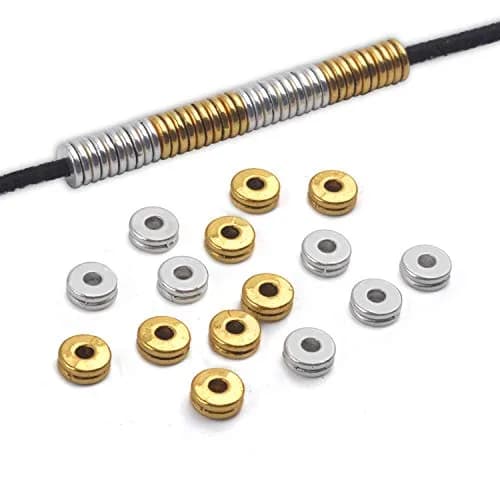 Aylifu Metal Spacer Beads 6mm (0.24 inch) Flat Round Disc Rondelle Spacer Beads for Jewelry Making - Silver & Golden (200pcs) thumbnail 4