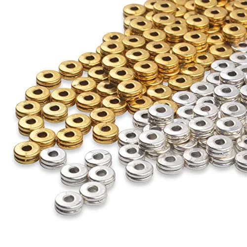 Aylifu Metal Spacer Beads 6mm (0.24 inch) Flat Round Disc Rondelle Spacer Beads for Jewelry Making - Silver & Golden (200pcs) thumbnail 5