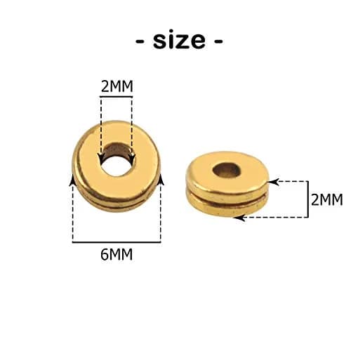 Aylifu Metal Spacer Beads 6mm (0.24 inch) Flat Round Disc Rondelle Spacer Beads for Jewelry Making - Silver & Golden (200pcs) thumbnail 3