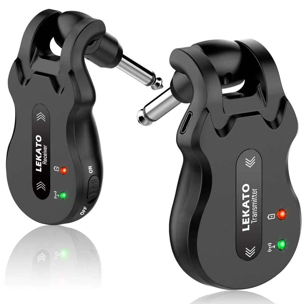 LEKATO 5.8GHz Wireless Guitar System Transmitter & Receiver | 24-Bit Audio, <6ms Latency, 300ft Range