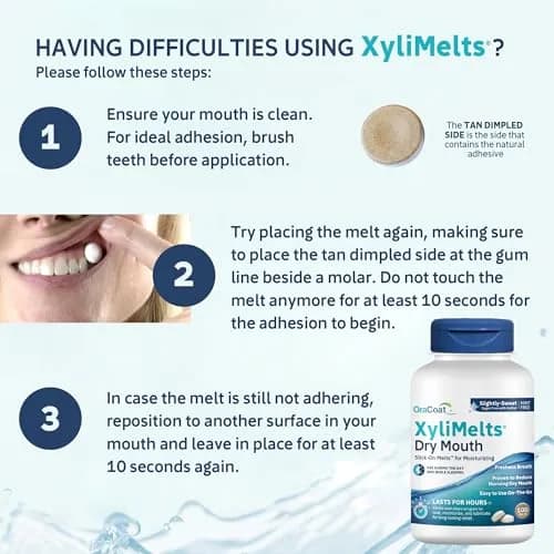 Oracoat XyliMelts Dry Mouth Adhering Discs 100 Count | Sugar-Free Xylitol for 8-Hour Relief thumbnail 3