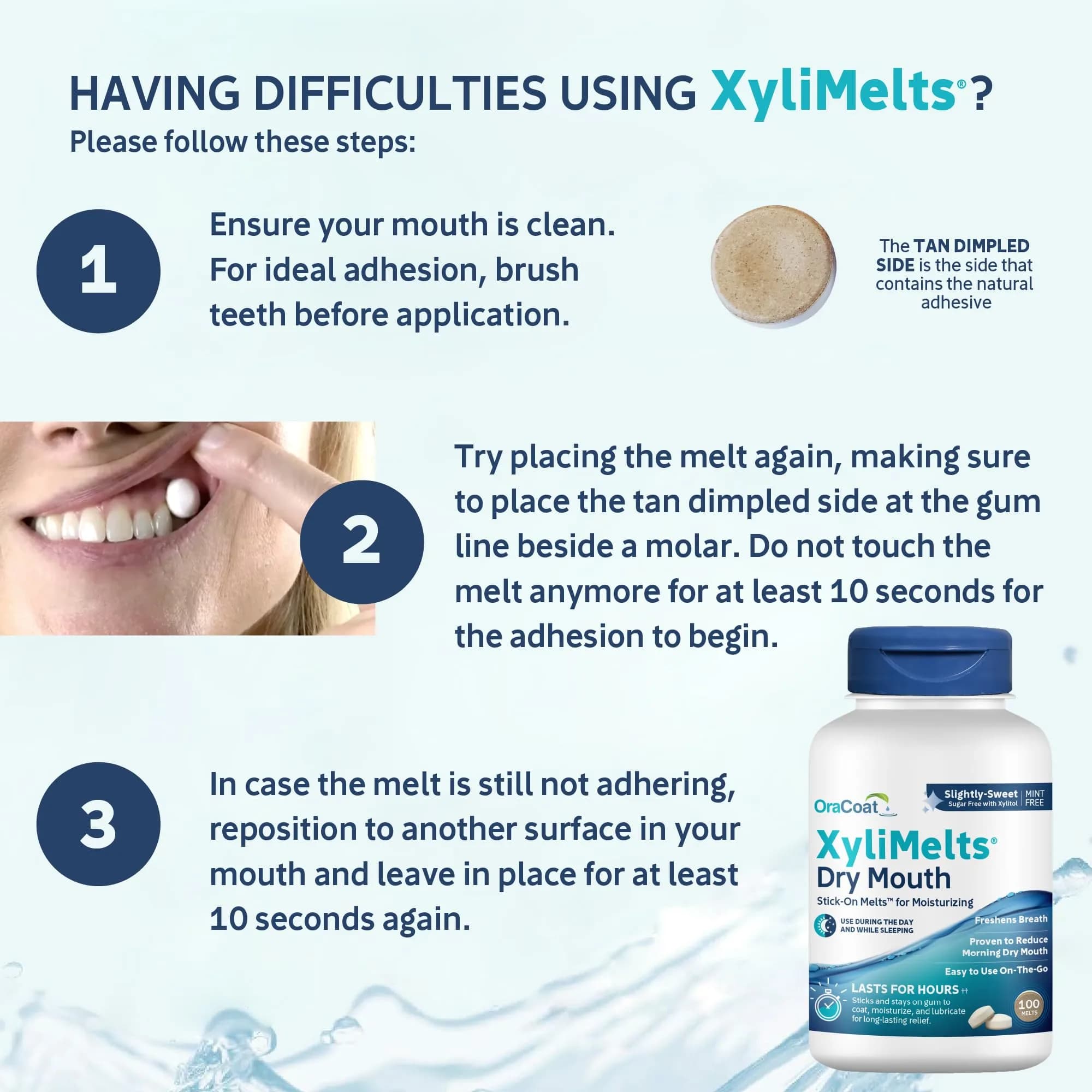 Oracoat XyliMelts Dry Mouth Discs - Slightly Sweet Flavor for 8-Hour Nighttime Relief - view 3