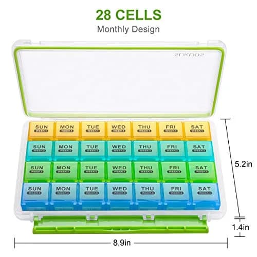 Sukuos Monthly Pill Organizer 28 Day Moisture-Resistant Large Case for Vitamins & Supplements thumbnail 5