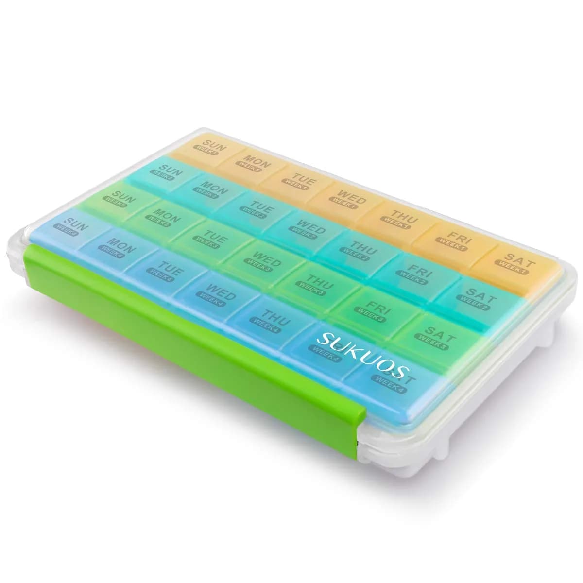 Sukuos Monthly Pill Organizer 28 Day Moisture-Resistant Large Case for Vitamins & Supplements