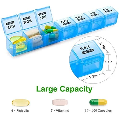 Sukuos Monthly Pill Organizer 28 Day Moisture-Resistant Large Case for Vitamins & Supplements thumbnail 4