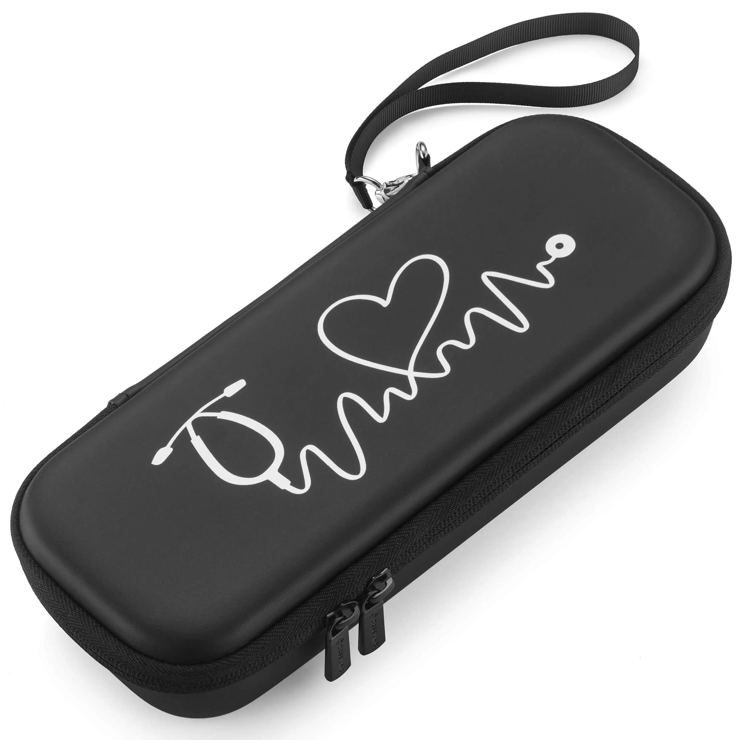caseling Black PU Leather Stethoscope Case with ID Slot & Pockets | Fits 3M Littmann & MDF | Hard EVA Holder for Nurses - view 2
