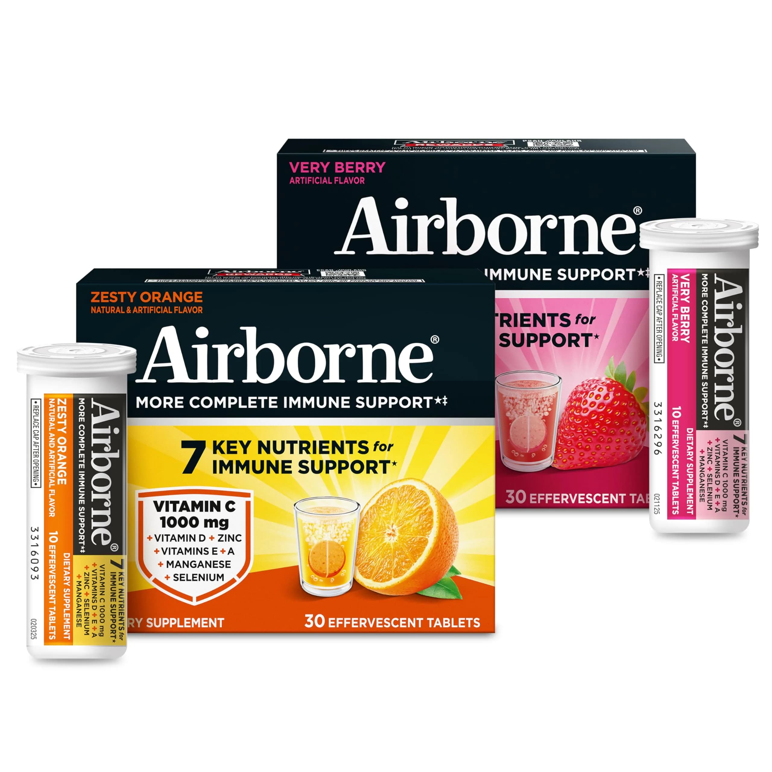 Airborne Immune Support Effervescent Tablets, Citrus + Verry Berry Flavor, 30 Count - main product image