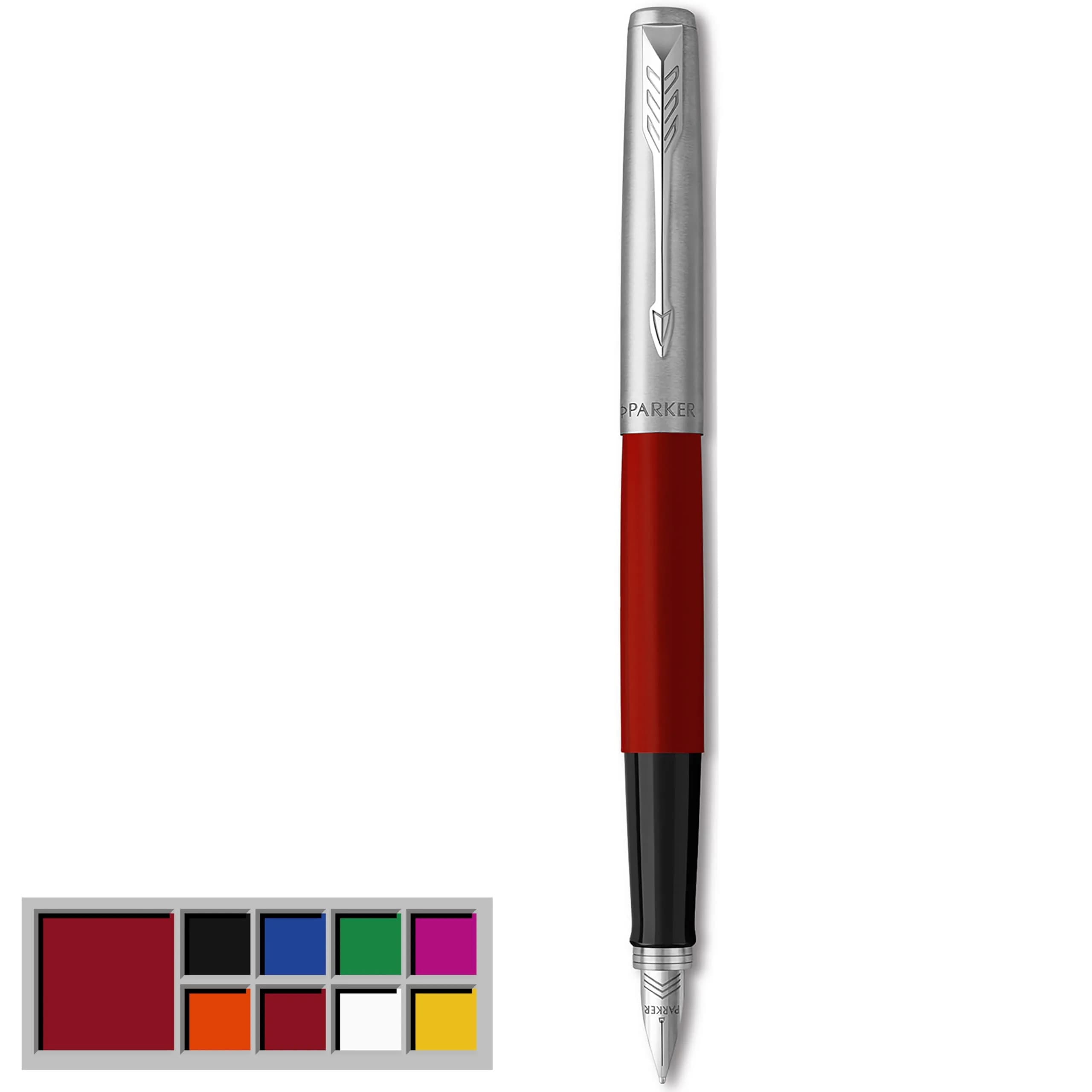 Parker Jotter Originals Fountain Pen Classic Red Finish Medium Nib with Blue & Black Ink | Smooth Ink Flow Writing Instrument - main product image