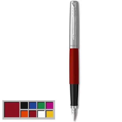Parker Jotter Originals Fountain Pen Classic Red Finish Medium Nib with Blue & Black Ink | Smooth Ink Flow Writing Instrument thumbnail 1