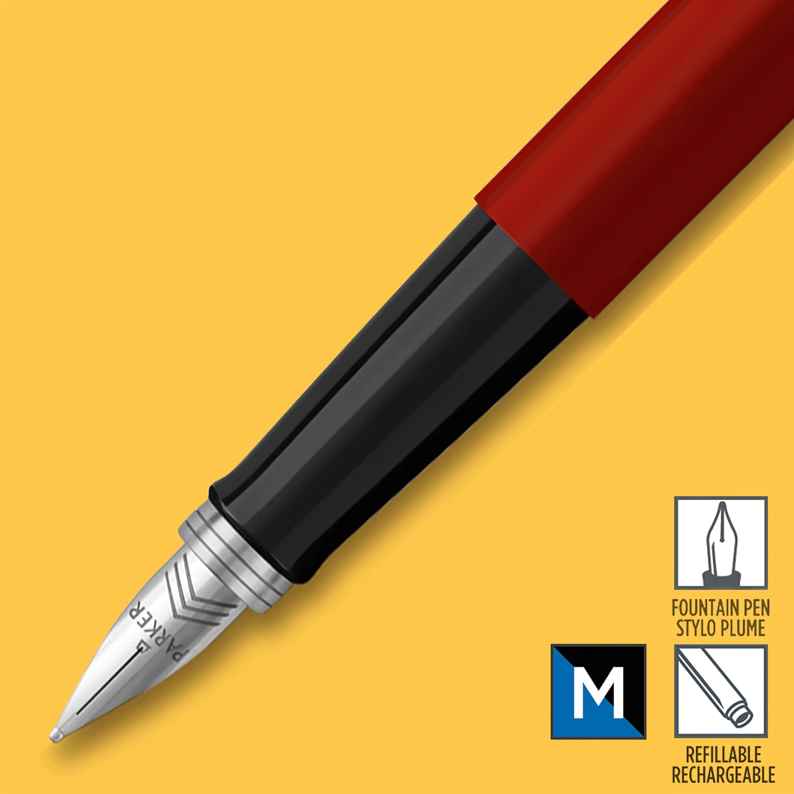 Parker Jotter Originals Fountain Pen Classic Red Finish Medium Nib with Blue & Black Ink | Smooth Ink Flow Writing Instrument - view 3