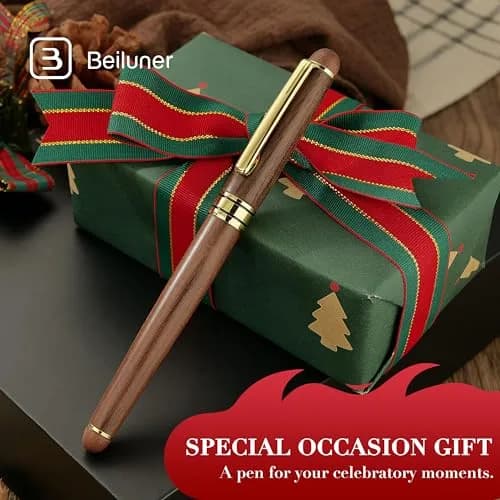 BEILUNER Walnut Wood Rollerball Pen Set | Vintage Handcrafted Writing Instrument for Professionals & Gift thumbnail 5