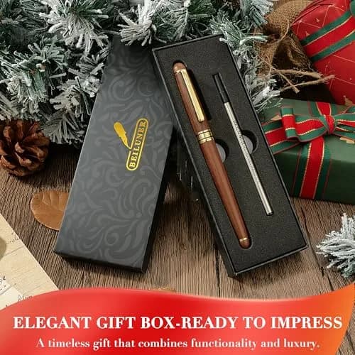 BEILUNER Walnut Wood Rollerball Pen Set | Vintage Handcrafted Writing Instrument for Professionals & Gift thumbnail 7