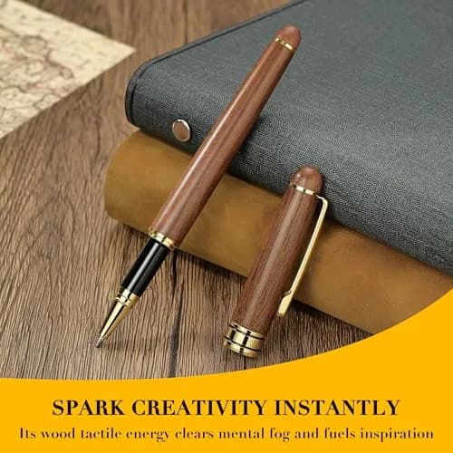 BEILUNER Walnut Wood Rollerball Pen Set | Vintage Handcrafted Writing Instrument for Professionals & Gift thumbnail 8