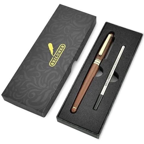 BEILUNER Walnut Wood Rollerball Pen Set | Vintage Handcrafted Writing Instrument for Professionals & Gift thumbnail 9
