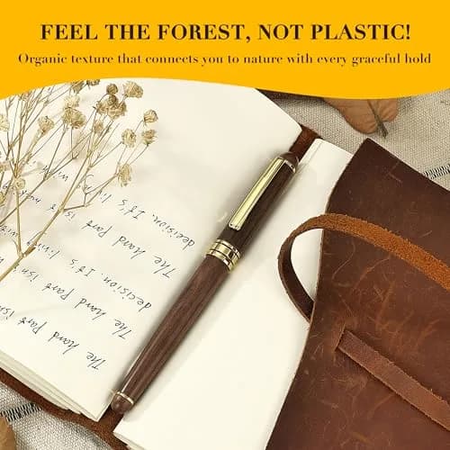 BEILUNER Walnut Wood Rollerball Pen Set | Vintage Handcrafted Writing Instrument for Professionals & Gift thumbnail 3