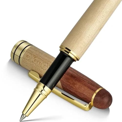 BEILUNER Luxury Wood Rollerball Pen Writing Set, Maple with Gold Finish | Vintage Handcrafted Gift thumbnail 1
