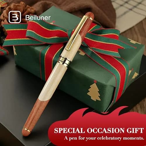 BEILUNER Luxury Wood Rollerball Pen Writing Set, Maple with Gold Finish | Vintage Handcrafted Gift thumbnail 5