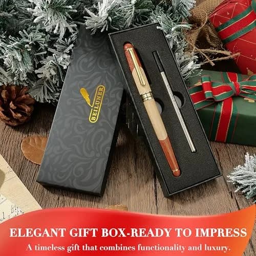 BEILUNER Luxury Wood Rollerball Pen Writing Set, Maple with Gold Finish | Vintage Handcrafted Gift thumbnail 7