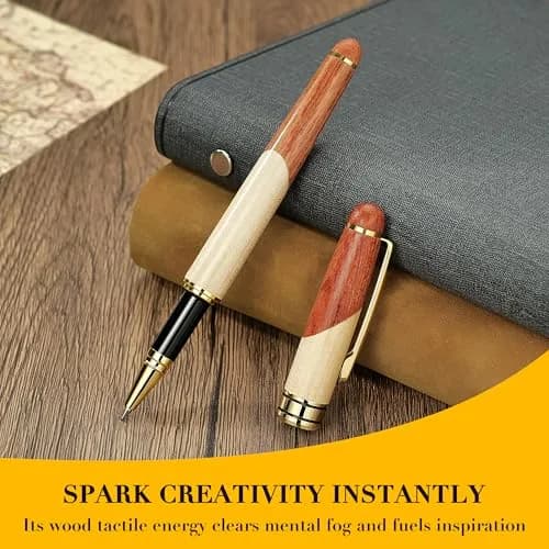 BEILUNER Luxury Wood Rollerball Pen Writing Set, Maple with Gold Finish | Vintage Handcrafted Gift thumbnail 8