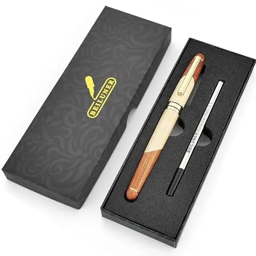 BEILUNER Luxury Wood Rollerball Pen Writing Set, Maple with Gold Finish | Vintage Handcrafted Gift thumbnail 9