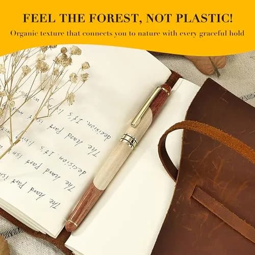 BEILUNER Luxury Wood Rollerball Pen Writing Set, Maple with Gold Finish | Vintage Handcrafted Gift thumbnail 3