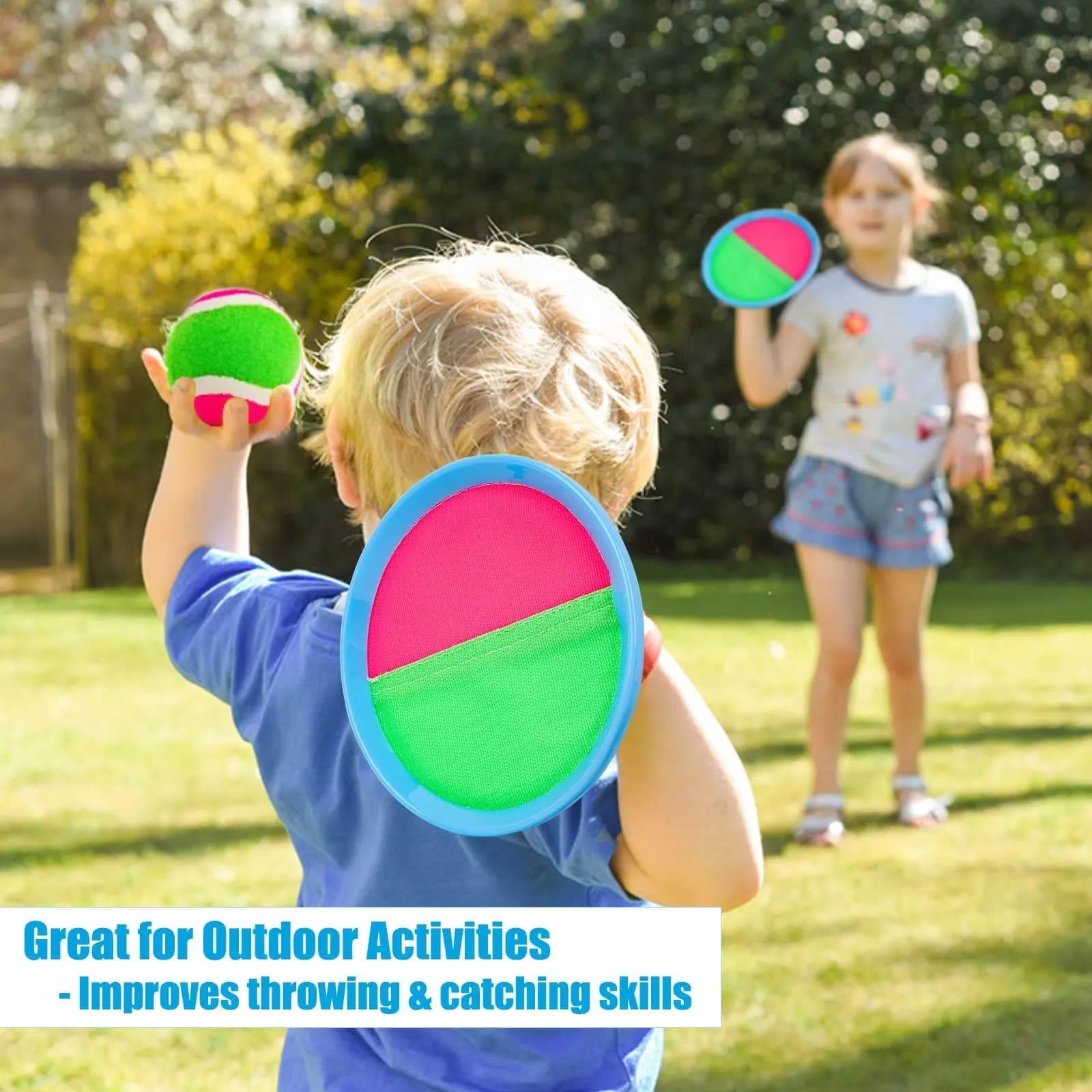 Ayeboovi Toss and Catch Ball Game Set with 2 Paddles & 2 Balls | Classic Outdoor Fun for Kids Ages 3-12 - view 5
