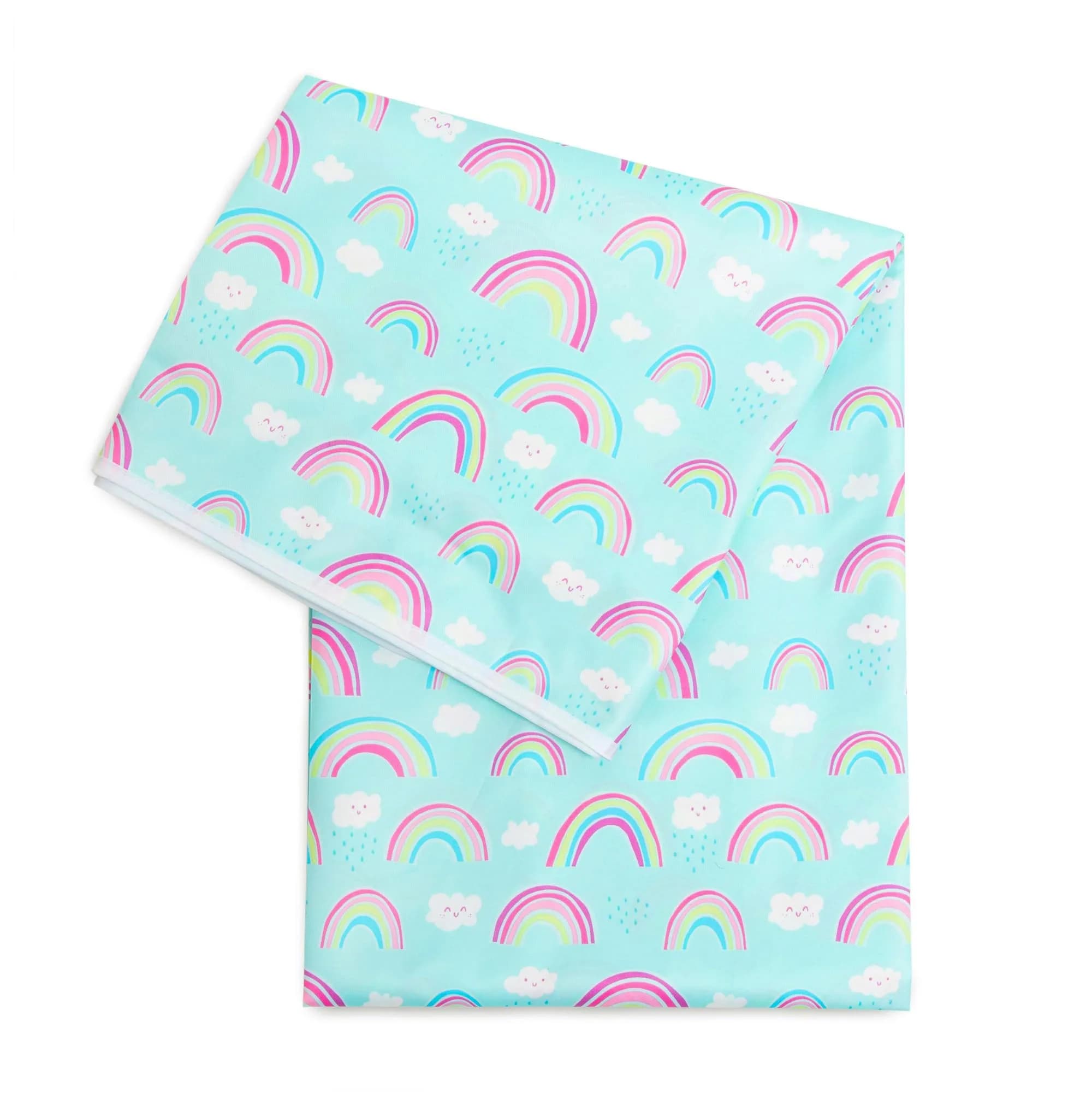 Bumkins Splat Mat 42x42 Inch Waterproof Reusable Fabric for Kids, Arts & Crafts, Playtime, Rainbow Blue - main product image