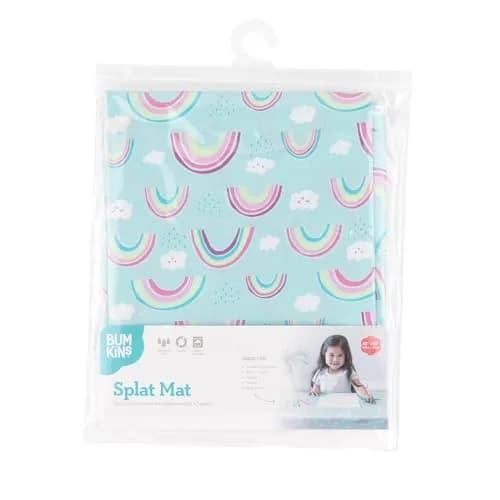 Bumkins Splat Mat 42x42 Inch Waterproof Reusable Fabric for Kids, Arts & Crafts, Playtime, Rainbow Blue thumbnail 6