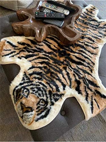 yingda1992 Tiger Printed Skin Area Rug 80x105cm (2.6 x 3.4 ft) | Soft Faux Fur Animal Print for Living Room thumbnail 8
