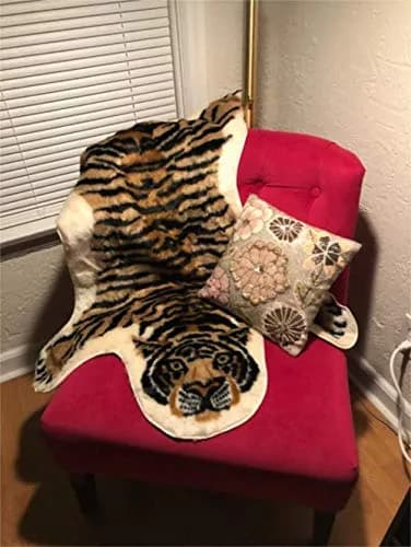 yingda1992 Tiger Printed Skin Area Rug 80x105cm (2.6 x 3.4 ft) | Soft Faux Fur Animal Print for Living Room thumbnail 9