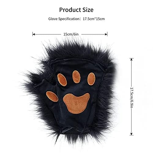 HAOAN Gray Apparel Costume Set for Women & Men | Animal Tail & Ears, Gloves, Adjustable Fit thumbnail 5