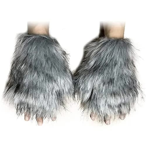 HAOAN Gray Apparel Costume Set for Women & Men | Animal Tail & Ears, Gloves, Adjustable Fit thumbnail 3
