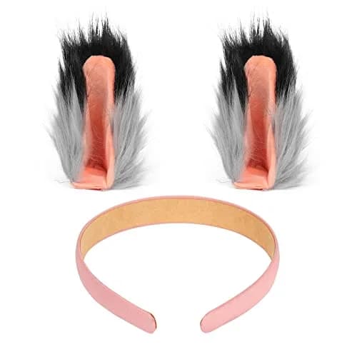 HAOAN Gray Apparel Costume Set for Women & Men | Animal Tail & Ears, Gloves, Adjustable Fit thumbnail 4