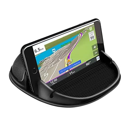 Loncaster Black Silicone Car Phone Holder Mat 12mm Thick | Grips Phones Securely on Dashboard thumbnail 1