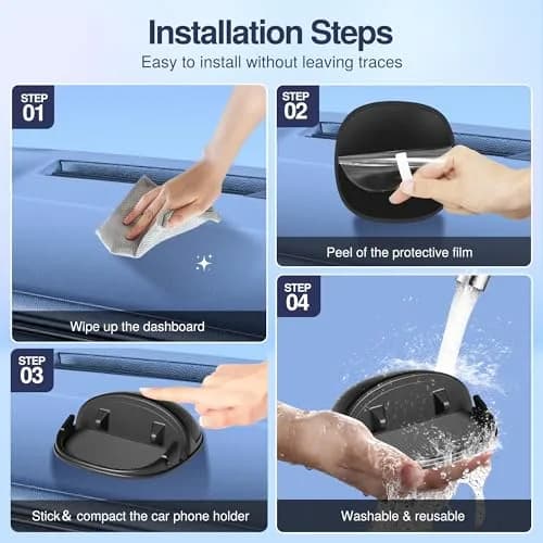 Loncaster Black Silicone Car Phone Holder Mat 12mm Thick | Grips Phones Securely on Dashboard thumbnail 6